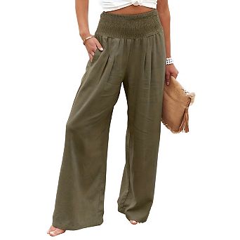 Women Palazzo Pants Summer Boho Wide Leg High Waist Casual Lounge Pant Beach Travel Vacation Outfits