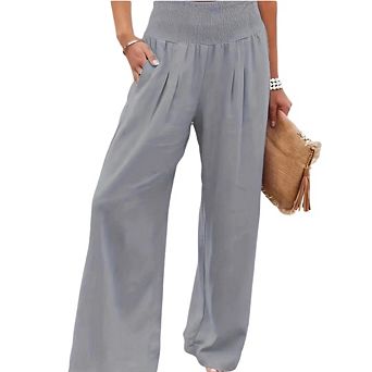 Women Palazzo Pants Summer Boho Wide Leg High Waist Casual Lounge Pant Beach Travel Vacation Outfits