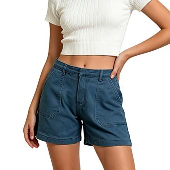 Women's High Waist Loose Denim Shorts Casual Stretch Jean Shorts with Pockets