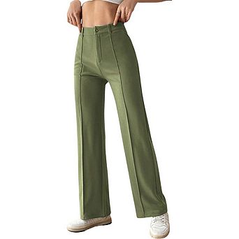 Women's Straight Leg Dress Pants High Waisted Slacks Casual Work Office Pants Trousers