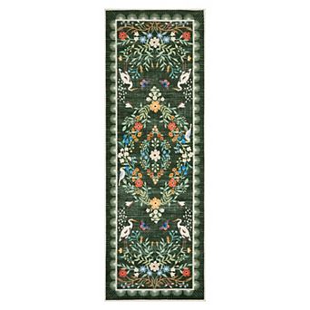 Washable Floral Kitchen Rugs, Vintage Non Slip Hallway Runner Distressed Oriental Low Pile Rugs