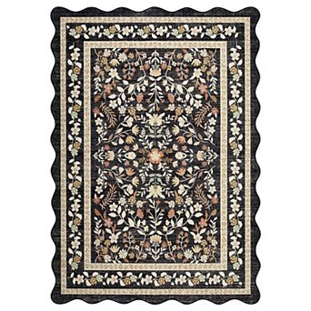 Floral Area Rug,Washable Non-Slip Boho Hallway Rug,Carpet Runner for Kitchen,Bathroom Bedroom