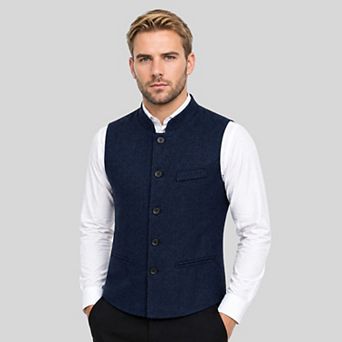 Men's Herringbone Suit Vest Slim Fit Stand Collar Formal Business Waistcoat