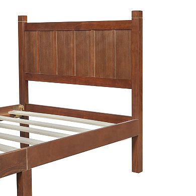 Trikiousd Platform Bed Panel Bed Solid Wood Bed Frame with Headboard & Footboard