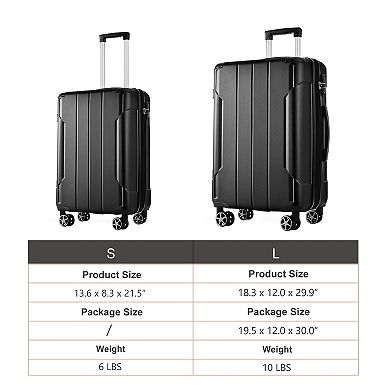 Trikiousd 2-Piece ABS Luggage Set with TSA Lock & Spinner Wheels