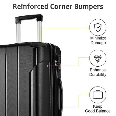 Trikiousd 2-Piece ABS Luggage Set with TSA Lock & Spinner Wheels