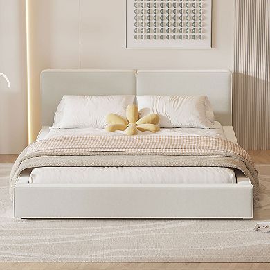 Trikiousd Velvet Upholstered Platform Bed with Solid Frame