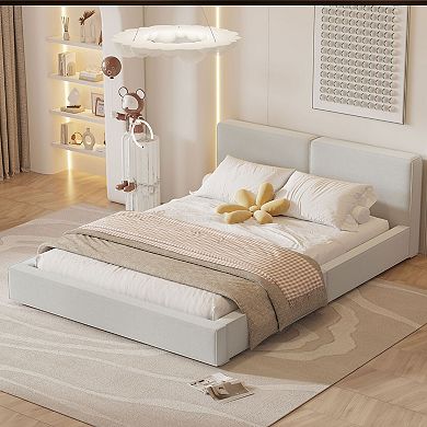 Trikiousd Velvet Upholstered Platform Bed with Solid Frame