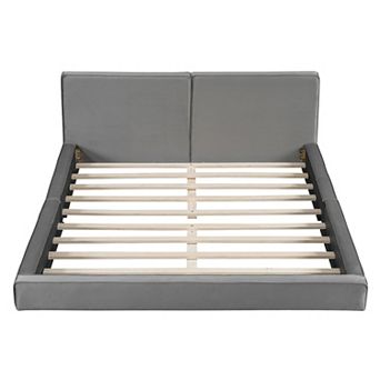 Trikiousd Velvet Upholstered Platform Bed with Solid Frame