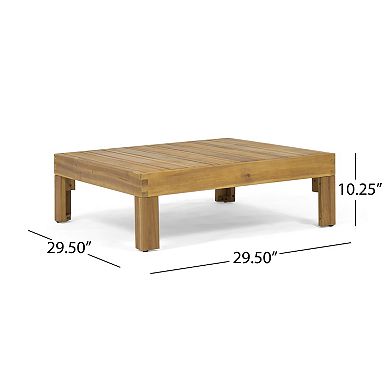 Trikiousd Outdoor Acacia Wood V-Shaped Sectional Sofa Set with Cushions and Table