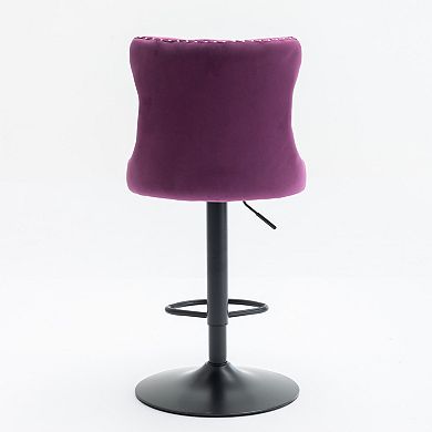 Trikiousd Swivel Velvet Barstools Adjusatble Seat Height Modern Upholstered Bar Stools, Set of 2
