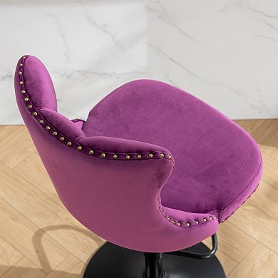 Trikiousd Swivel Velvet Barstools Adjusatble Seat Height Modern Upholstered Bar Stools, Set of 2