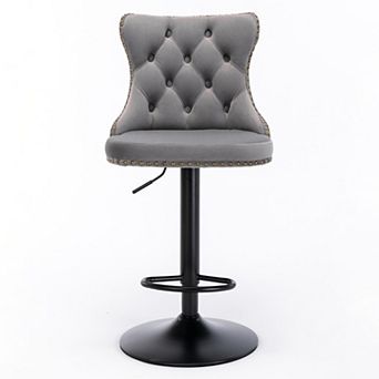 Trikiousd Swivel Velvet Barstools Adjusatble Seat Height Modern Upholstered Bar Stools, Set of 2