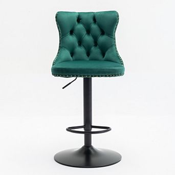 Trikiousd Swivel Velvet Barstools Adjusatble Seat Height Modern Upholstered Bar Stools, Set of 2