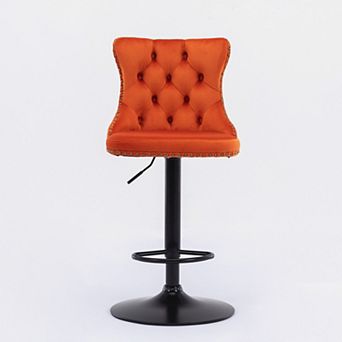 Trikiousd Swivel Velvet Barstools Adjusatble Seat Height Modern Upholstered Bar Stools, Set of 2