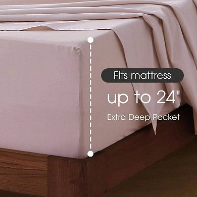 100% Cotton Extra Deep Pocket Cal King Sheet Set - Breathable, Soft, No Slipping