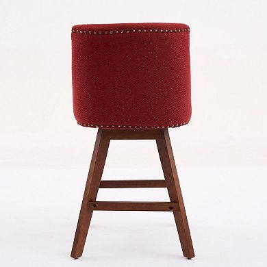 Trikiousd Counter Height Swivel Barstools Set of 2, Curved Back Chairs 26.6" Upholstered Bar Chairs