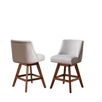 Trikiousd Counter Height Swivel Barstools Set of 2, Curved Back Chairs 26.6" Upholstered Bar Chairs