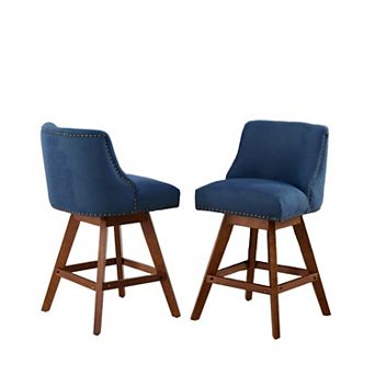 Trikiousd Counter Height Swivel Barstools Set of 2, Curved Back Chairs 26.6" Upholstered Bar Chairs