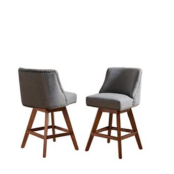 Trikiousd Counter Height Swivel Barstools Set of 2, Curved Back Chairs 26.6" Upholstered Bar Chairs
