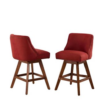 Trikiousd Counter Height Swivel Barstools Set of 2, Curved Back Chairs 26.6" Upholstered Bar Chairs