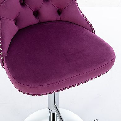 Trikiousd Swivel Velvet Barstools Adjusatble Seat Height Upholstered Bar Stools Set of 2