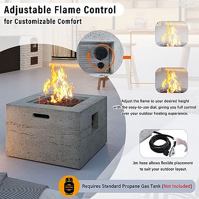 Trikiousd 24" Square Propane Fire Pit Set 40000 BTU with Tank Cover Table