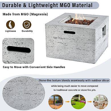 Trikiousd 24" Square Propane Fire Pit Set 40000 BTU with Tank Cover Table