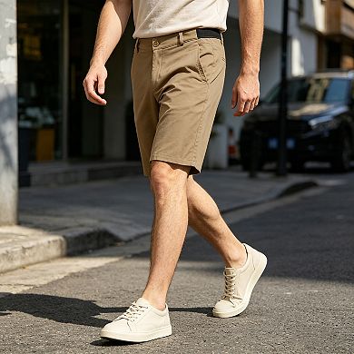 Men's Golf Shorts Flat-Front 9 Inseam Stretch Elastic Waist Casual Work Shorts