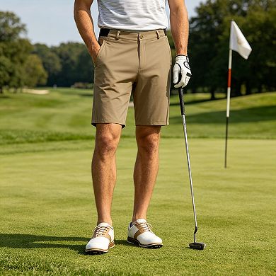 Men's Golf Shorts Flat-Front 9 Inseam Stretch Elastic Waist Casual Work Shorts