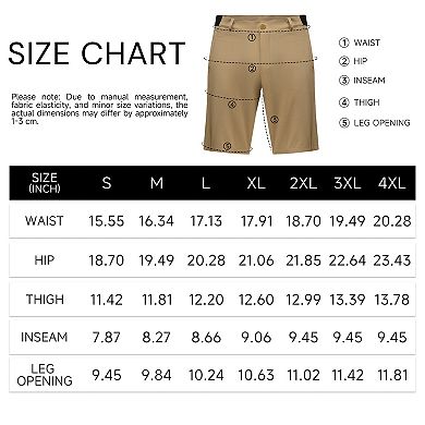 Men's Golf Shorts Flat-Front 9 Inseam Stretch Elastic Waist Casual Work Shorts