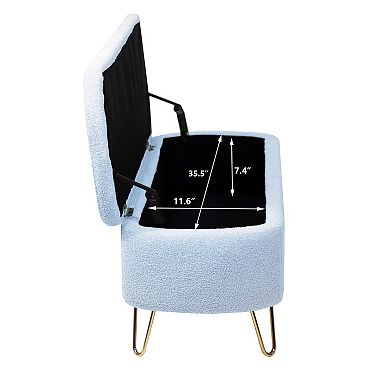 Trikiousd Modern Storage Ottoman Bench Upholstered Padded Seat with Safety Hinge