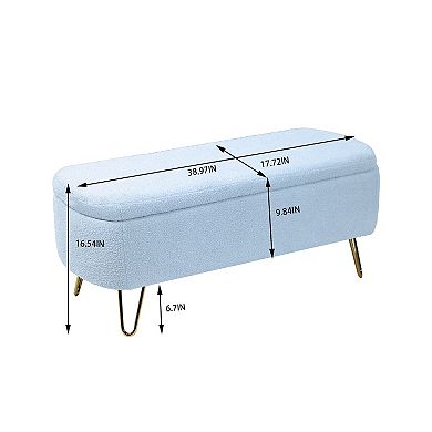 Trikiousd Modern Storage Ottoman Bench Upholstered Padded Seat with Safety Hinge