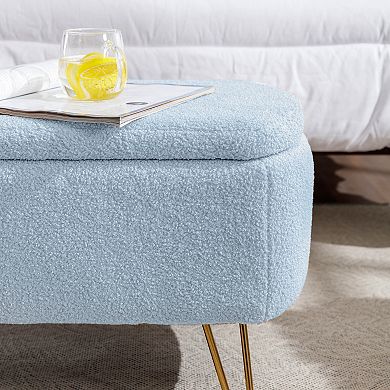 Trikiousd Modern Storage Ottoman Bench Upholstered Padded Seat with Safety Hinge