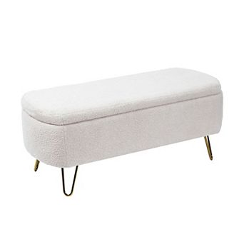 Trikiousd Modern Storage Ottoman Bench Upholstered Padded Seat with Safety Hinge