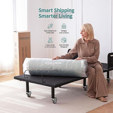 FlexCare Adjustable Bed Frame w/ Rails + 6" Pressure Mattress, Remote, Wheels