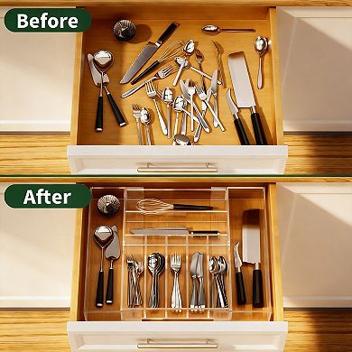 Expandable Adjustable Kitchen Drawer Organizer Multipurpose 9 Compartments