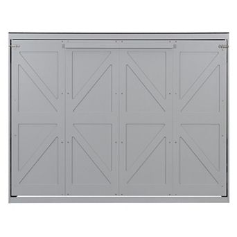 Trikiousd Queen Size Murphy Bed Wall Bed Frame Folding into Cabinet Design with USB