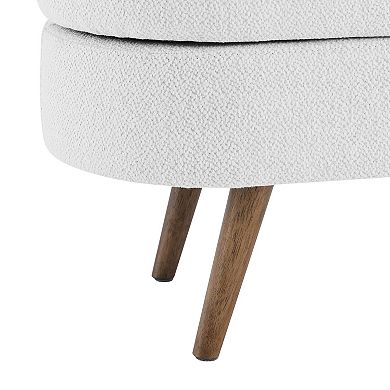 Trikiousd Oval Storage Ottoman Bench Upholstered Seat with Rubber Wood Legs