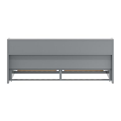 Trikiousd Twin to King Size Daybed Wood Extendable Sofa Bed with Storage Bookcases & 2 Drawers