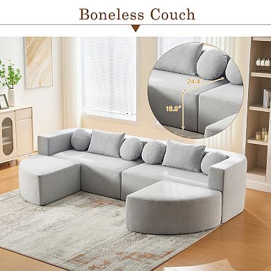 Trikiousd Modular Boneless Sectional Sofa with Deep Seating and Curved Design