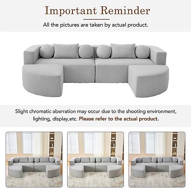 Trikiousd Modular Boneless Sectional Sofa with Deep Seating and Curved Design