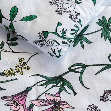Comforter Set with 2 Pillow Shams, Floral Print, 100% Cotton Shell, All-Season