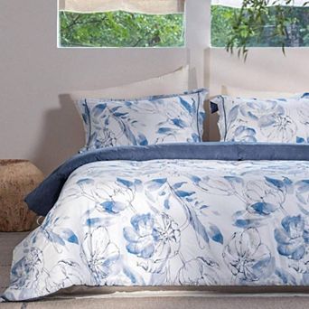 Comforter Set with 2 Pillow Shams, Floral Print, 100% Cotton Shell, All-Season