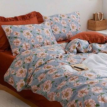 Comforter Set with 2 Pillow Shams, Floral Print, 100% Cotton Shell, All-Season