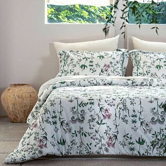 Comforter Set with 2 Pillow Shams, Floral Print, 100% Cotton Shell, All-Season