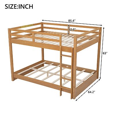 Trikiousd Wood Bunk Bed Queen Size Bed Frame with Ladder for Kids & Adults