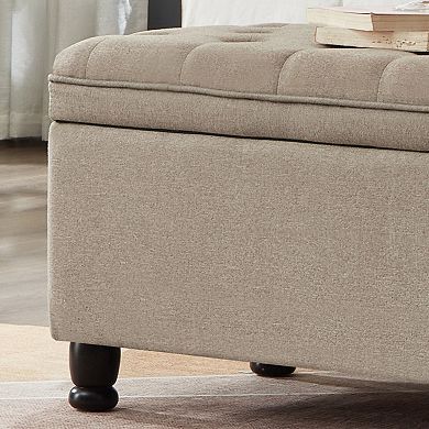 Trikiousd Tufted Storage Bench Upholstered Entryway Bench with Wooden Legs