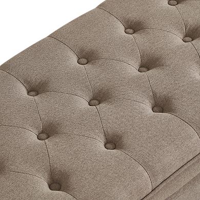 Trikiousd Tufted Storage Bench Upholstered Entryway Bench with Wooden Legs