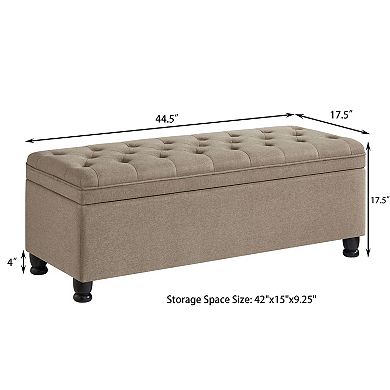 Trikiousd Tufted Storage Bench Upholstered Entryway Bench with Wooden Legs